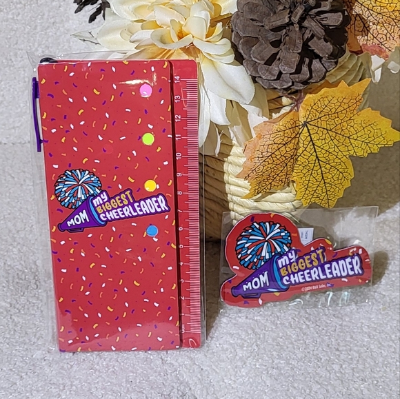 Mom My Biggest Cheerleader 3pc Stationary Set (Sticky Notes, Pen & Magnet) NIP🐈 - Picture 3 of 8